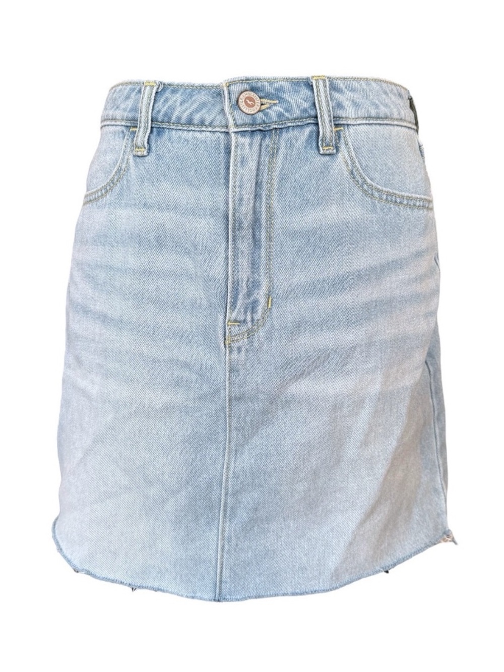 HOLLISTER ULTRA HIGH RISE LIGHT WASH DISTRESSED DENIM JEAN SKIRT *SIZE 7, W 28